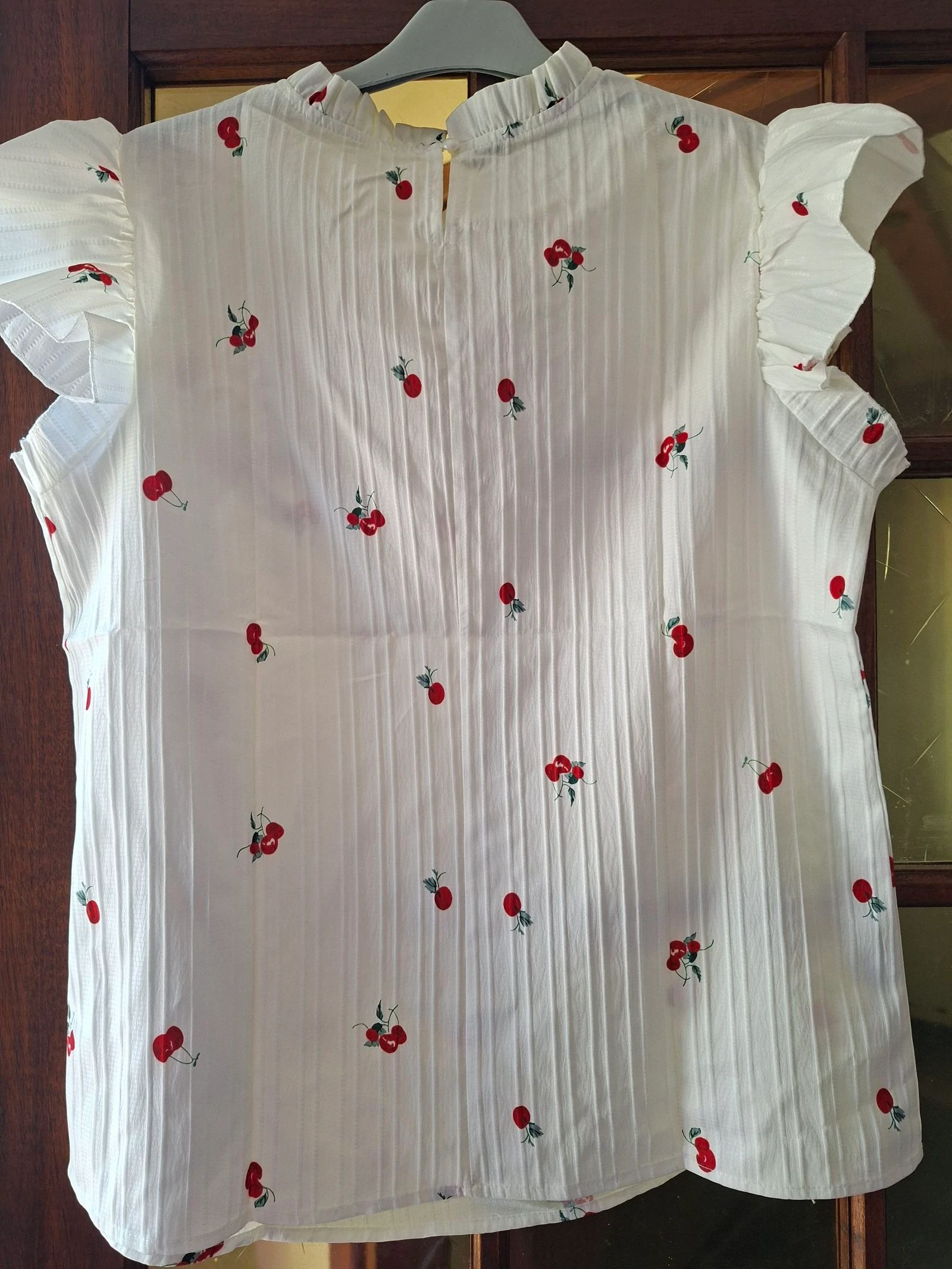 Pretty light white blouse with small red cherry print – photo 5
